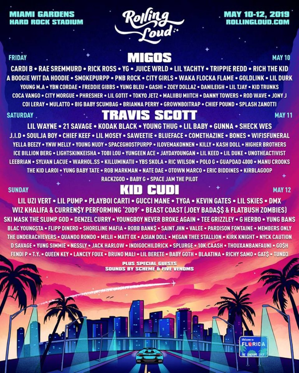 Festival Rolling Loud Miami 2019 com Migos, Kid Cudi and Travis Scott