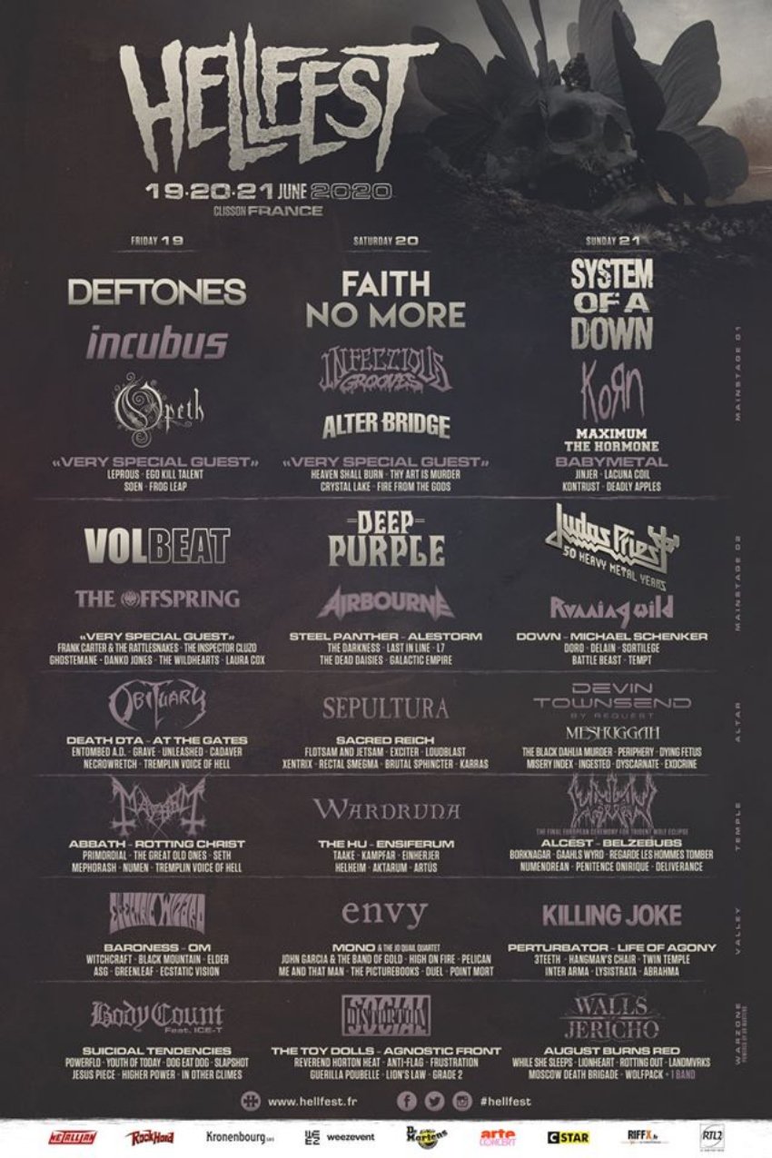 Festival Hellfest 2020 com Deftones, Faith No More, System ...