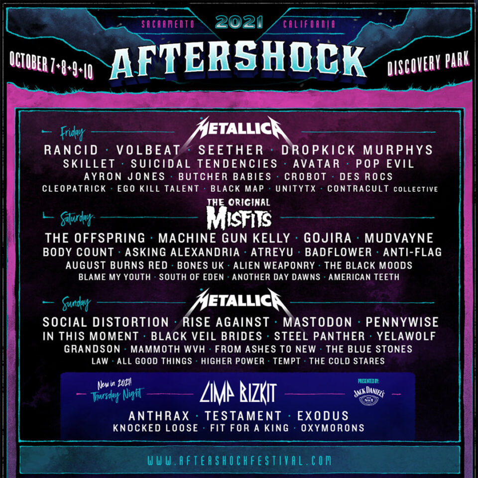 Aftershock Festival 2021 com os Metallica, Misfits e Limp Bizkit