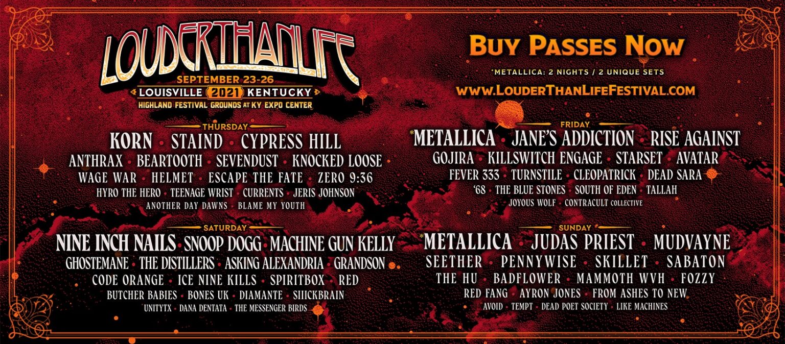 Louder Than Life 2021 com Metallica, Korn, Nine Inch Nails, Judas